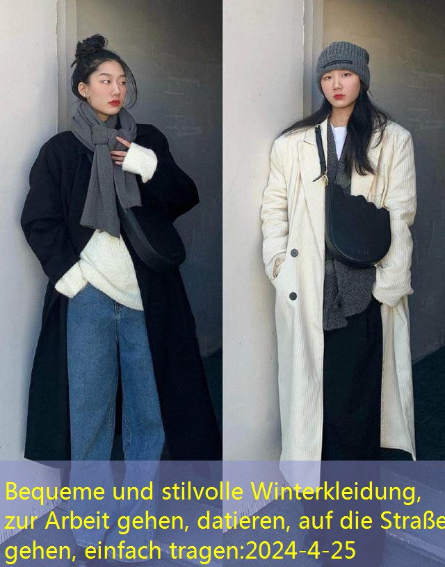 Bequeme und stilvolle Winterkleidung, zur Arbeit gehen, datieren, auf die Straße gehen, einfach tragen